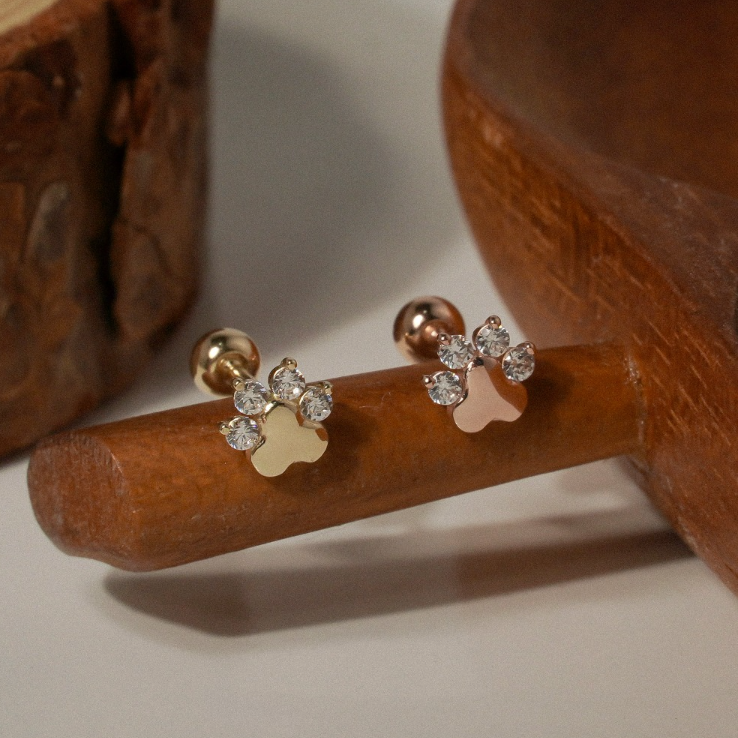 14k Gold MIni Paw Sparkle