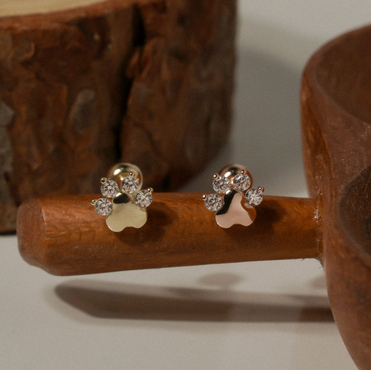 14k Gold MIni Paw Sparkle