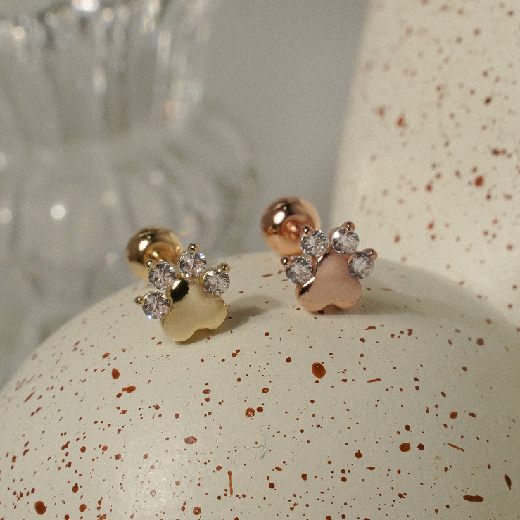 14k Gold MIni Paw Sparkle