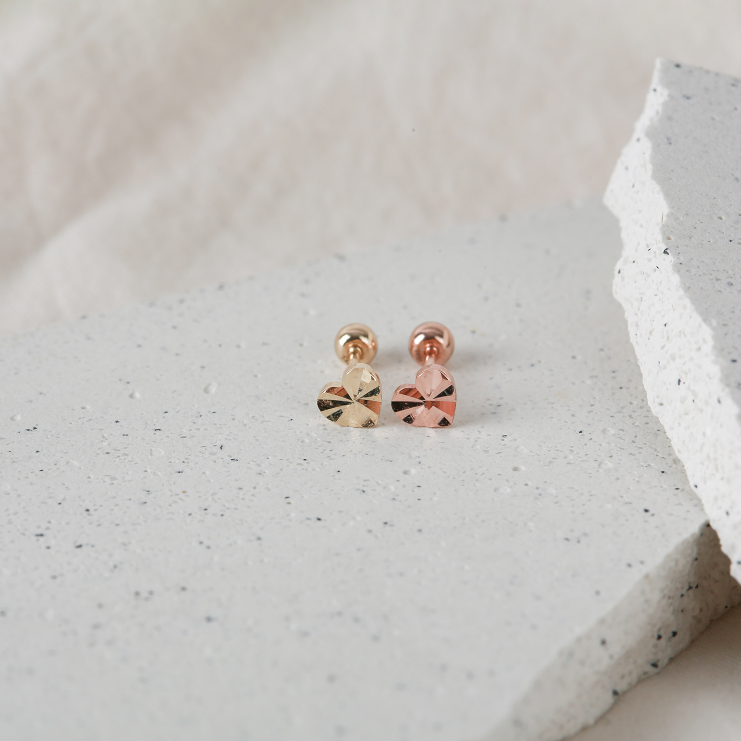 14k Gold Shimmer Cut Heart