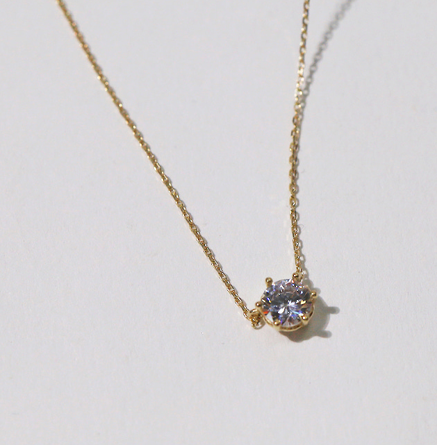 14k Gold Classic Necklace with Swarovski Crystal