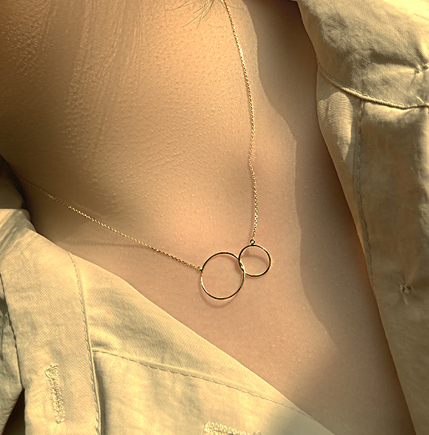 14k Gold Necklace with Two Rings