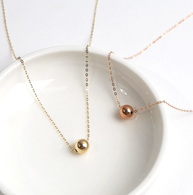 14k Gold Classic Necklace with Ball