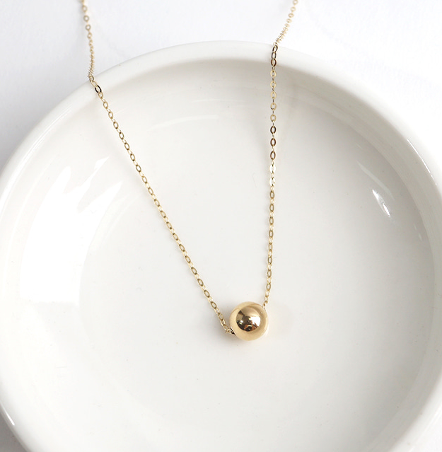 14k Gold Classic Necklace with Ball