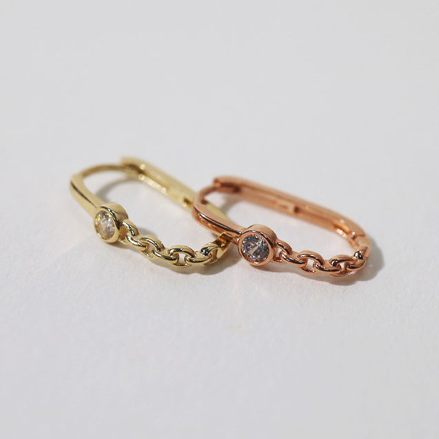 14k Gold Semi-Chained Hoop Piercing