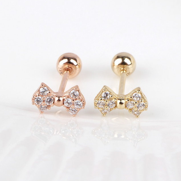 14k Gold Petite Ribbon Piercing – CLEOSTYLE