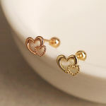 14k Double Hearts Cute Gold Piercing