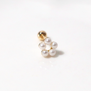 14k Gold Flower Pearl Piercing